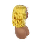 Человеческие волосы 1Б париков Боб толстого шнурка прифронтовые/парик объемной волны желтого цвета